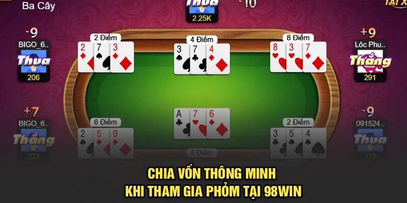 Chia vốn thông minh khi tham gia Phỏm tại 98Win